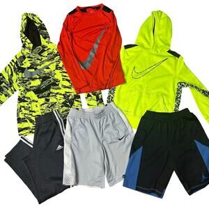 Nike and Adidas Youth Large Activewear Bundle Hoodies Shorts Pants Boys Lot of 6